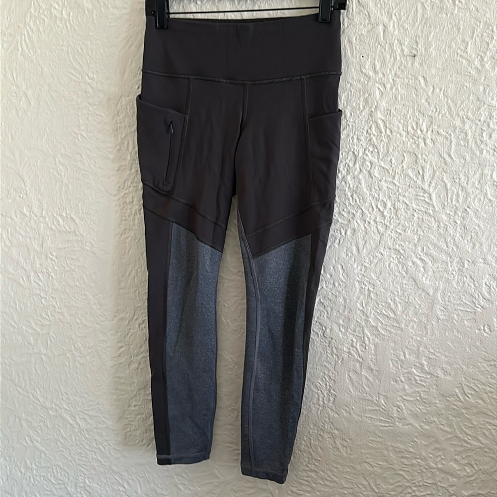 Athleta All In Structure 7/8 Tight Leggings Arbor Olive Green Gray Pocket Small - Picture 4 of 11